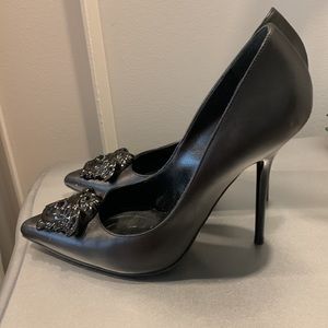 Authentic Versace Leather  Black Medusa Head Shoes sz 38.5